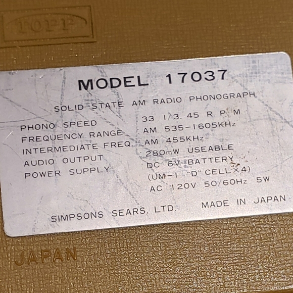 Simpson Sears vintage a m radio and phonograph player in working condition. - Picture 2 of 5